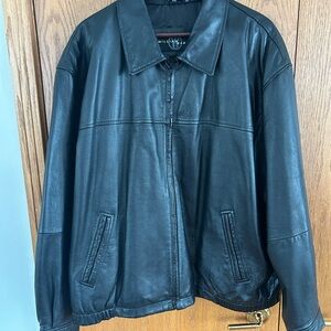 William Barry Black Leather Bomber Jacket